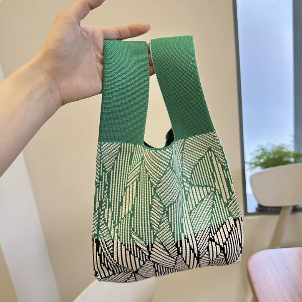 Spring Tulip Knitted Bags Contrast Color And Versatile Hand Carrying