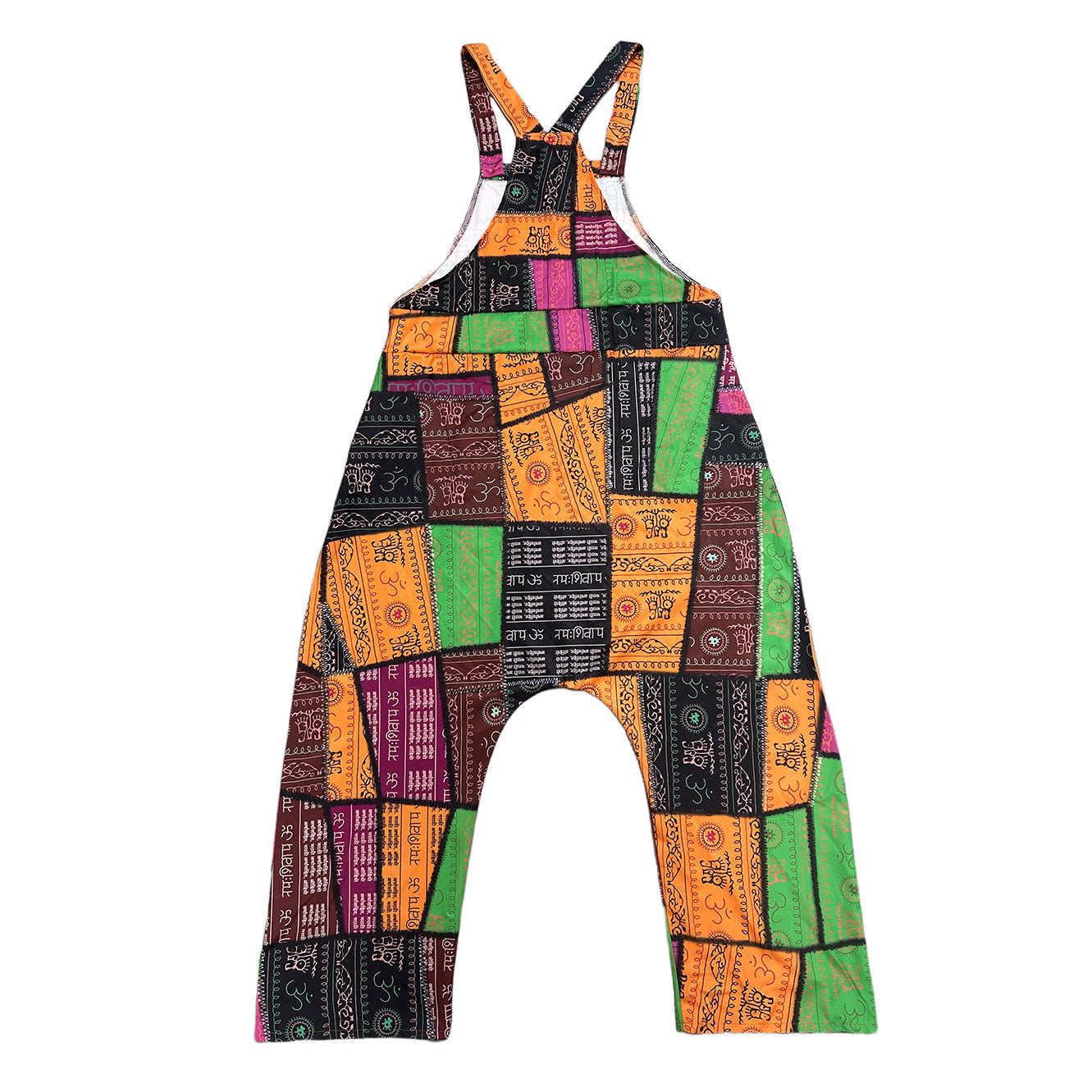 Hippie Stitching Printing Loose-fitting Overalls