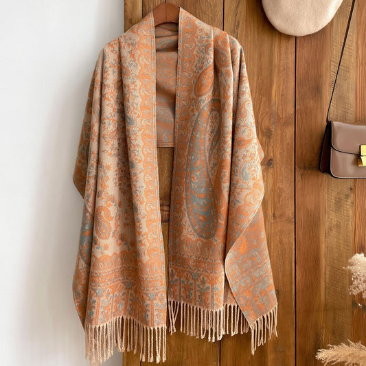 Ethnic Style Retro Outer Jacquard Paisley Scarf