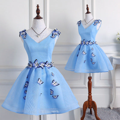 Women's Butterfly Solid Color Colored Mesh Dress