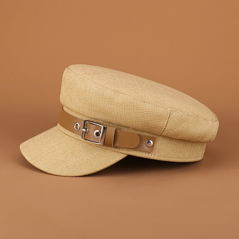 Women's Trendy Belt Buckle Duck Tongue Flat Beret Outdoor Sun-proof Warm Painter Hat
