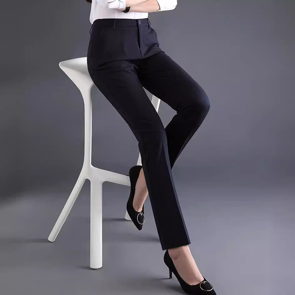 Women's Professional AutumnWinter Thick Fleece High-Waisted Straight Pants