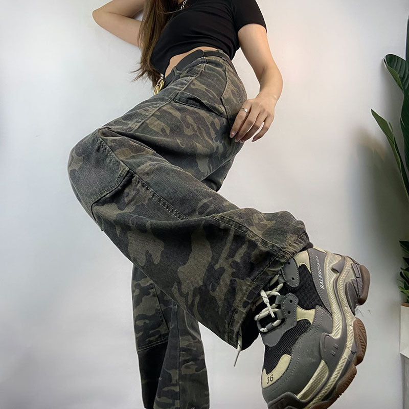 High Street Work Camouflage Jeans Loose