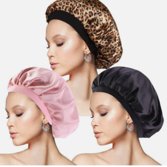 Printet Satin Elastik Bred Kant Nattehue