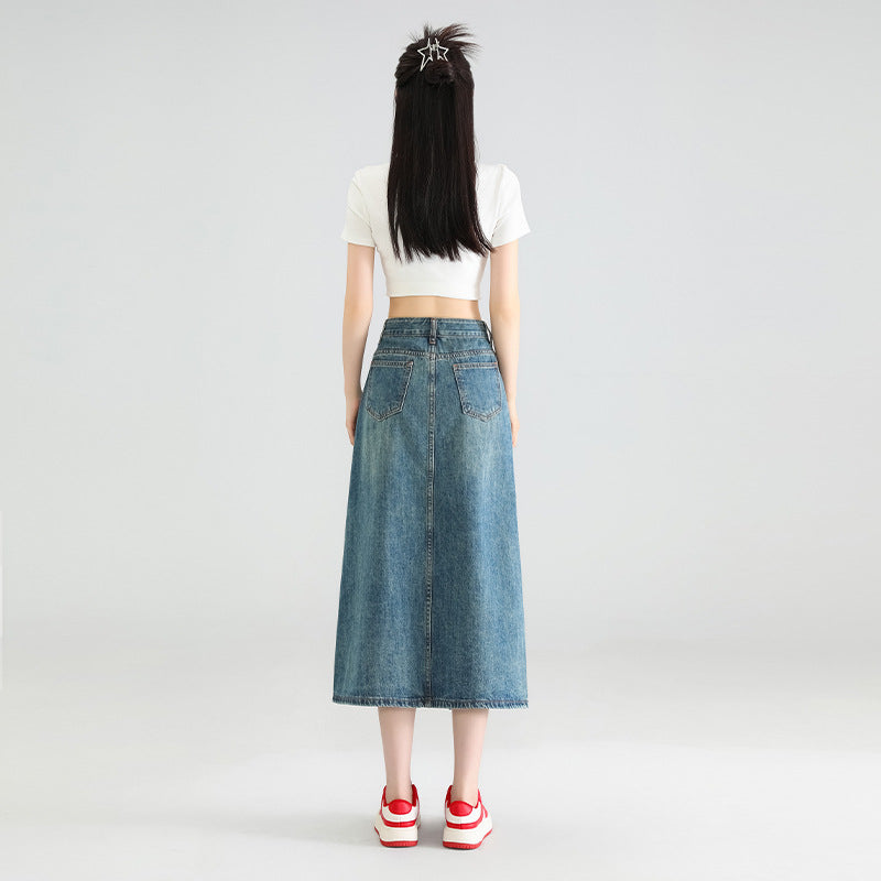 Irregular Denim Slit Skirt Female Pear Shapes