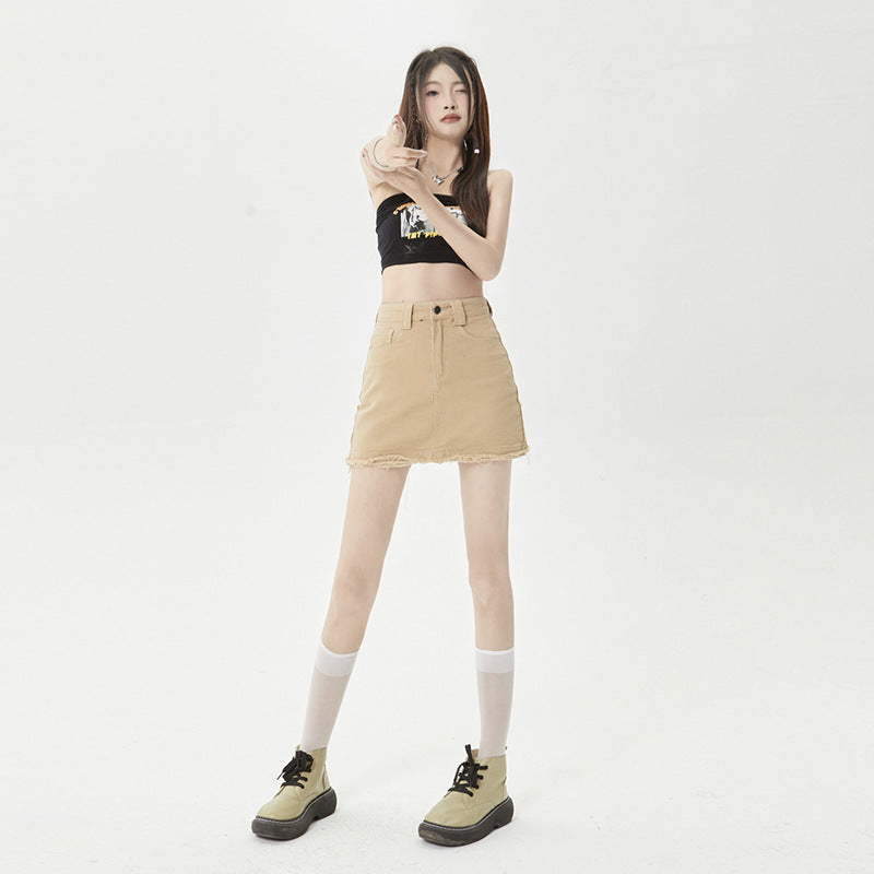 Summer Loose Light Color Raw Edge Hot Pants