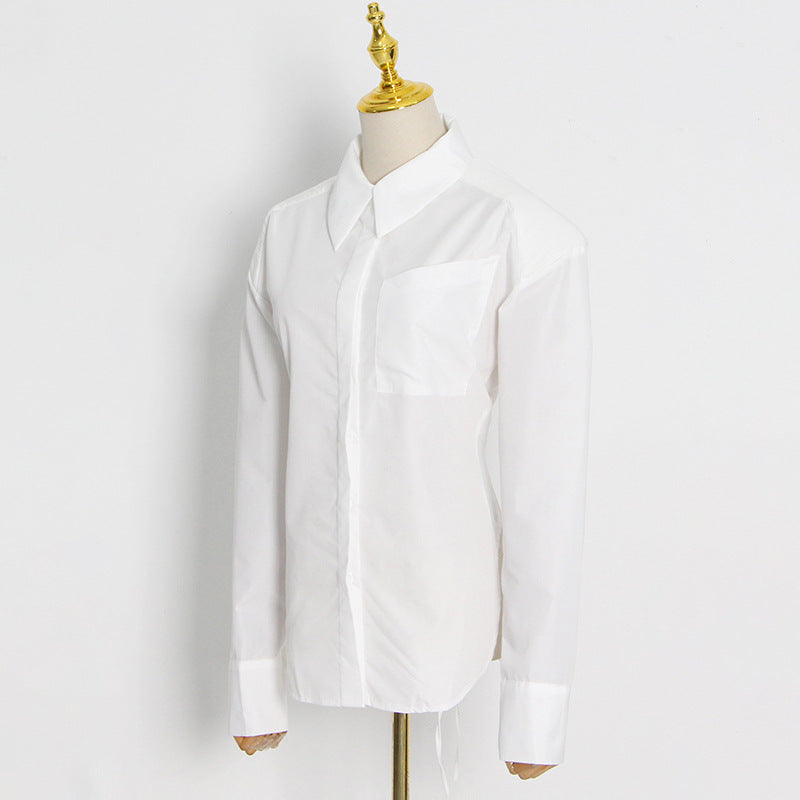 Design Backless Lace-up Shirt