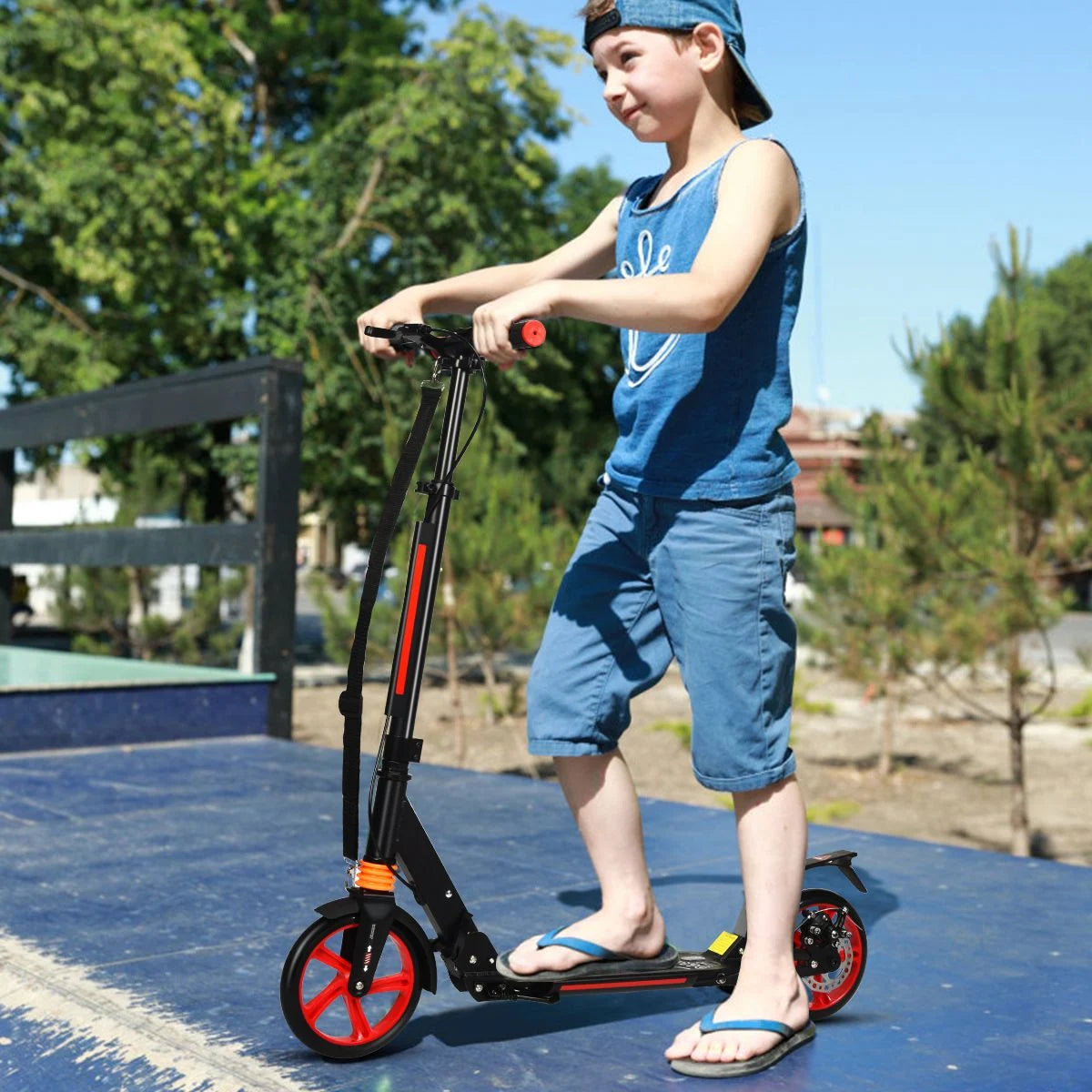 Klappbarer Kickscooter Mit Klingel & Ständer Höhenverstellbarer Scooter Roller Tretroller