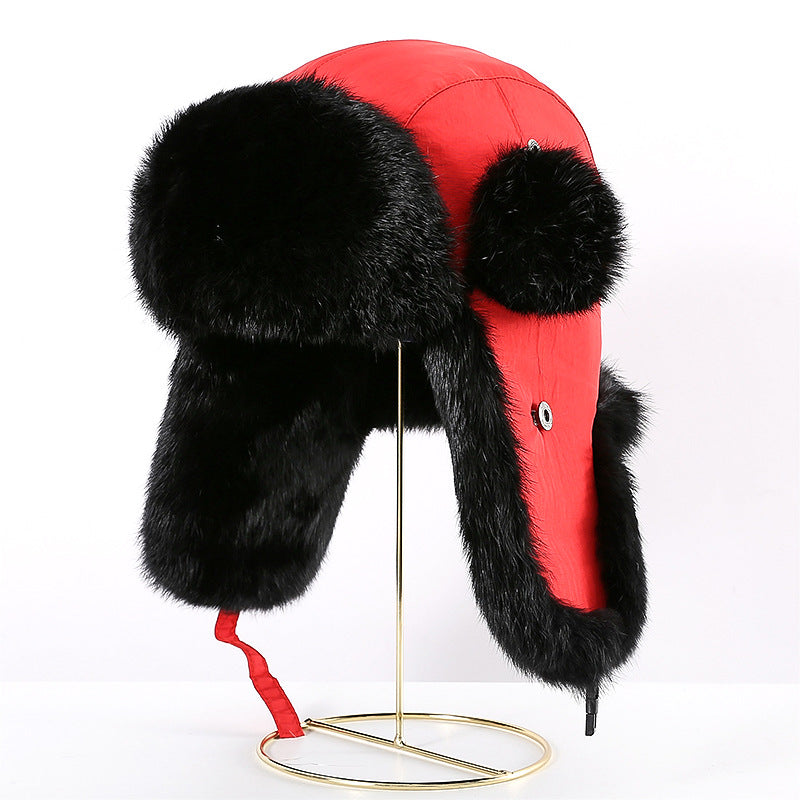 Rabbit Fur Unisex Thickened Warm Ear Protection Cold-proof Outdoor Hat