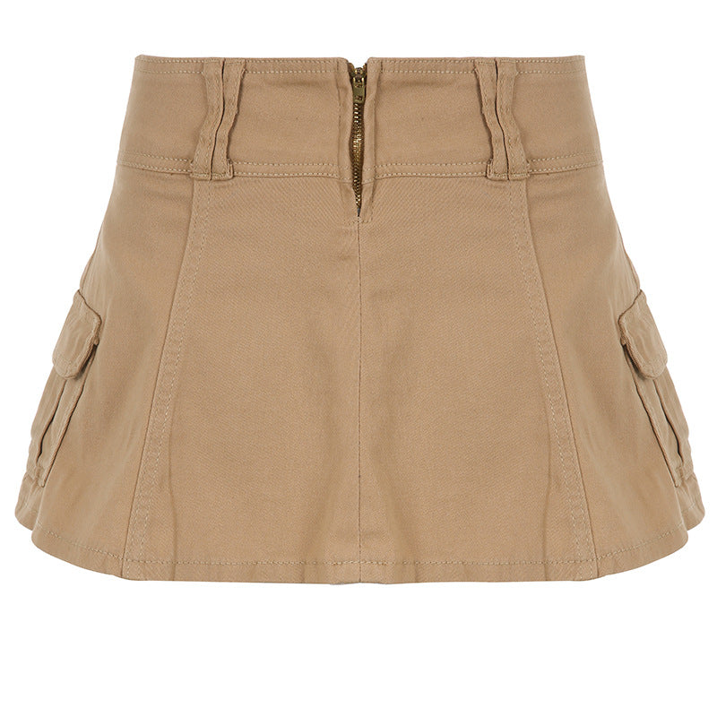 Solid Denim Fashion Pleated Skirt