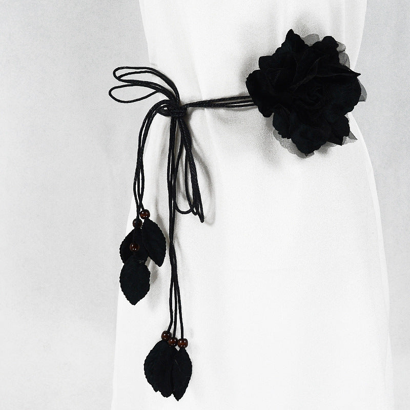 Casual All-match Chiffon Large Flower Women's Thin Belt