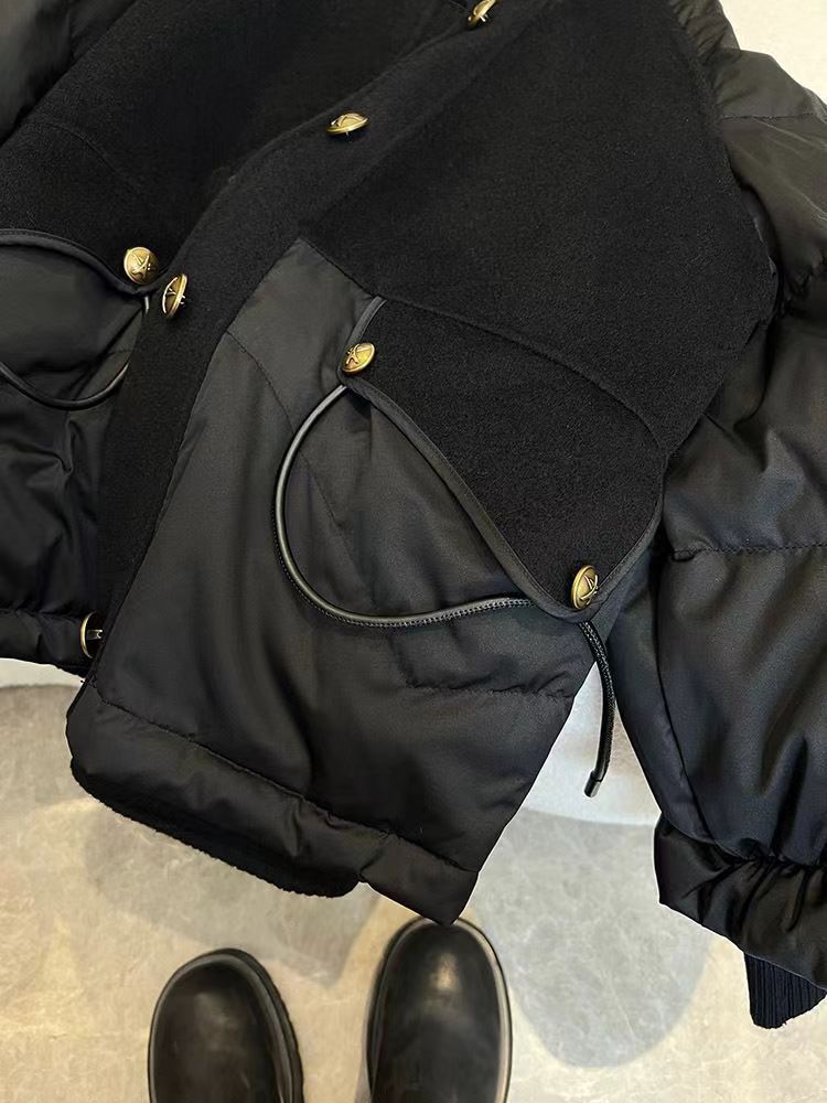 Plus Size Down Cotton-padded Coat Women's Thickened Splicing Coat