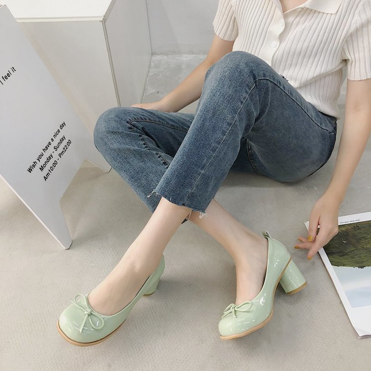 Women's Simple And Fashionable Shallow Bow High Heels