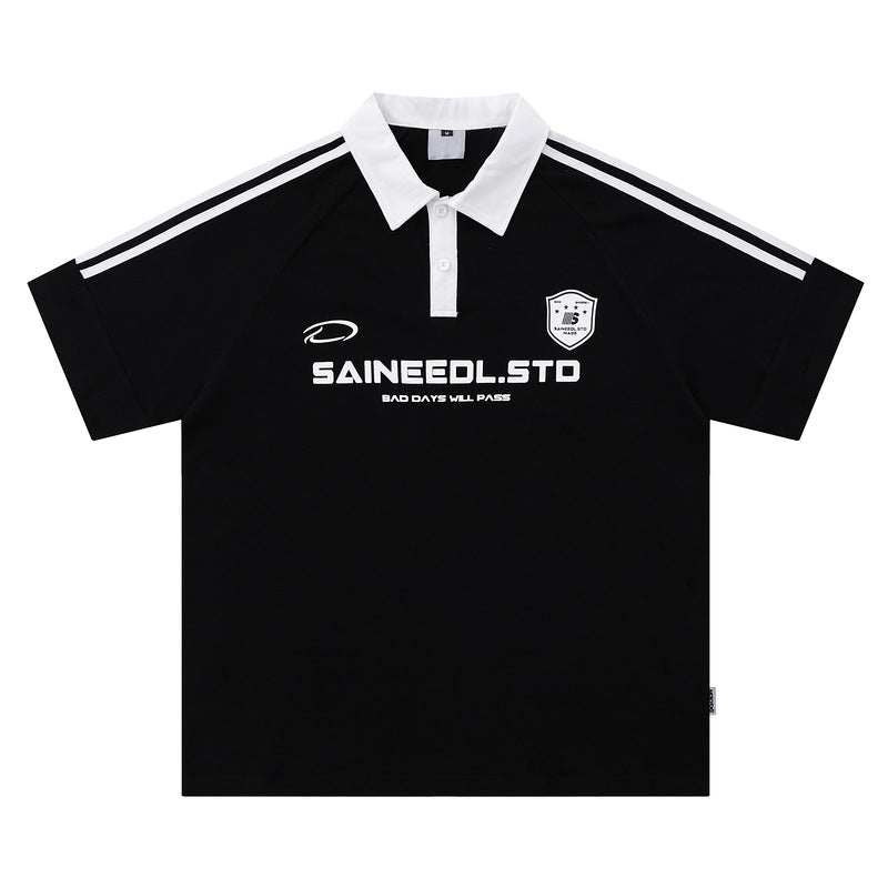 Amerikansk Retro Polo T-shirt Ruoshuai Kortærmet