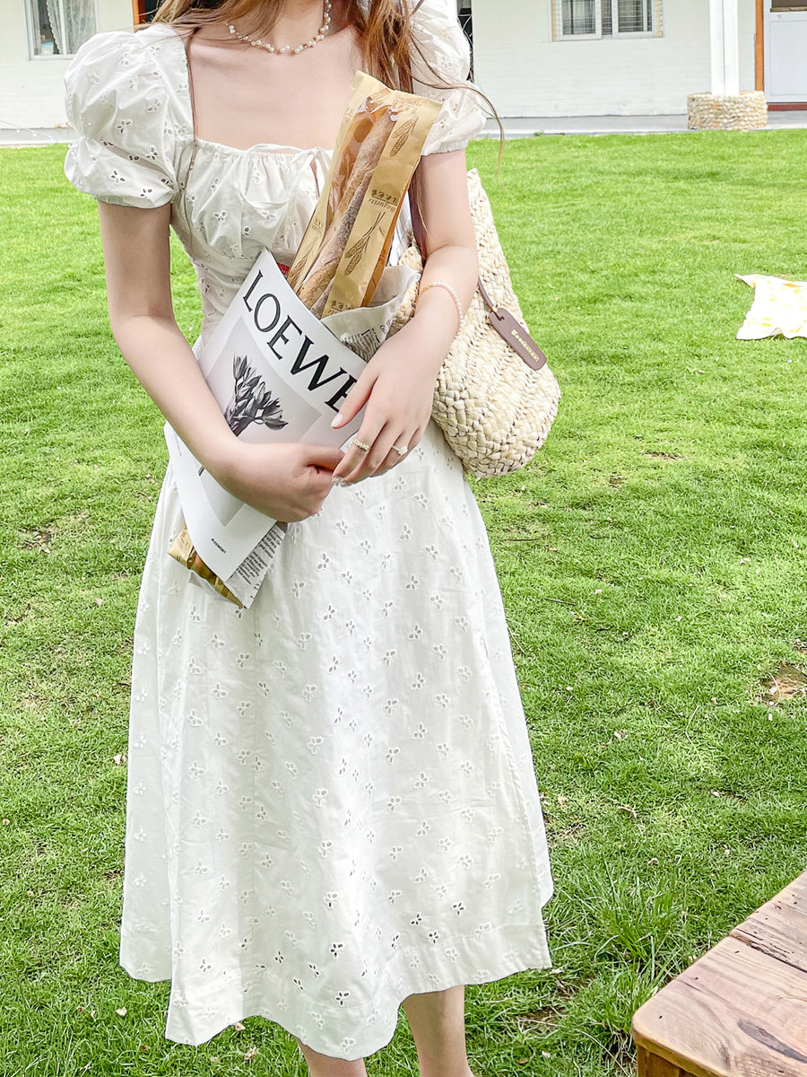 Cotton Embroidered Hainan Vacation Style Dress