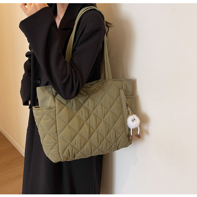 Large Capacity Rhombus Minority All-match Commuter Tote Shoulder Bag Cross-border