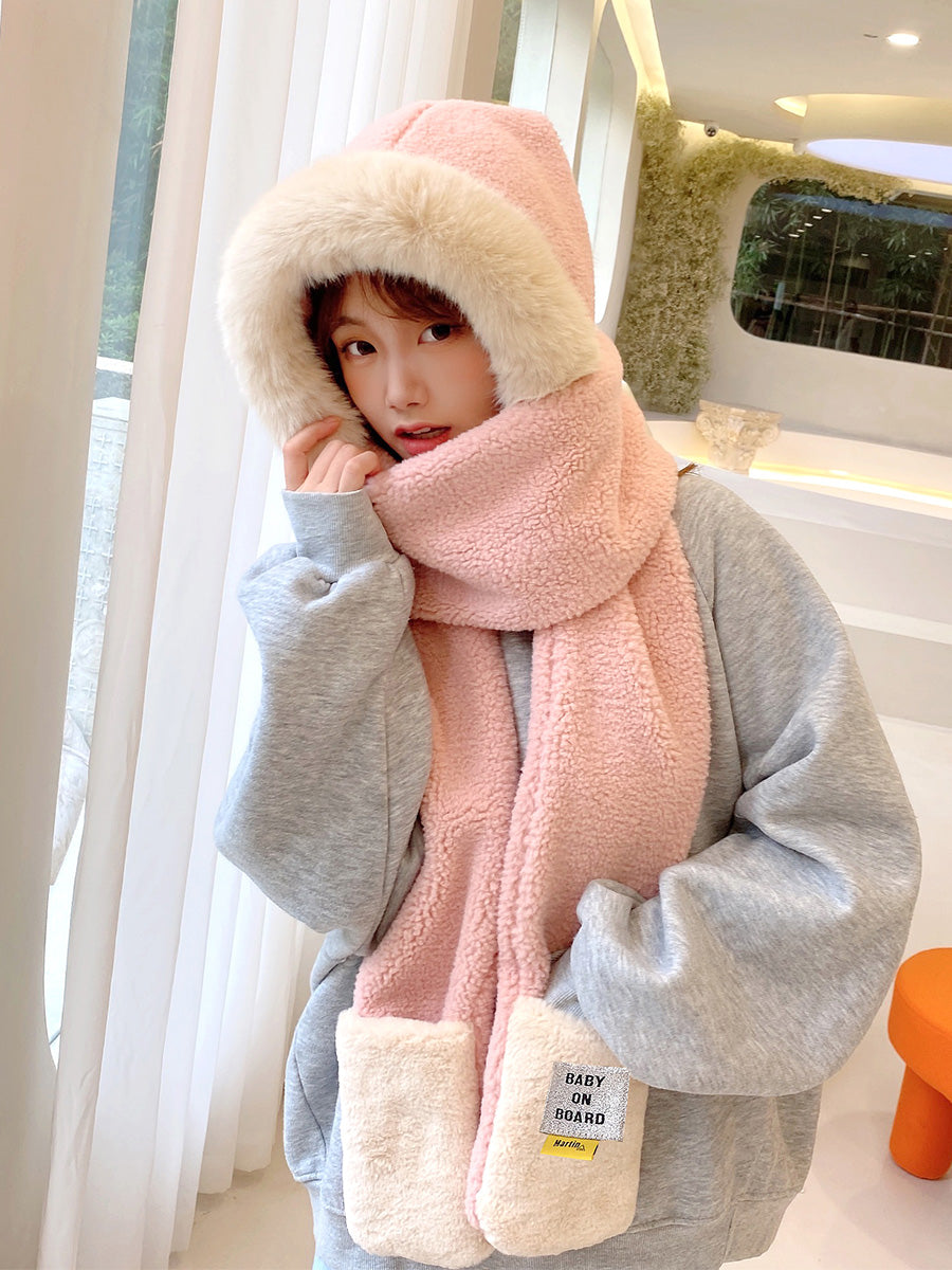 Female Winter Cute Student Double Thickened Scarf Ear Protection