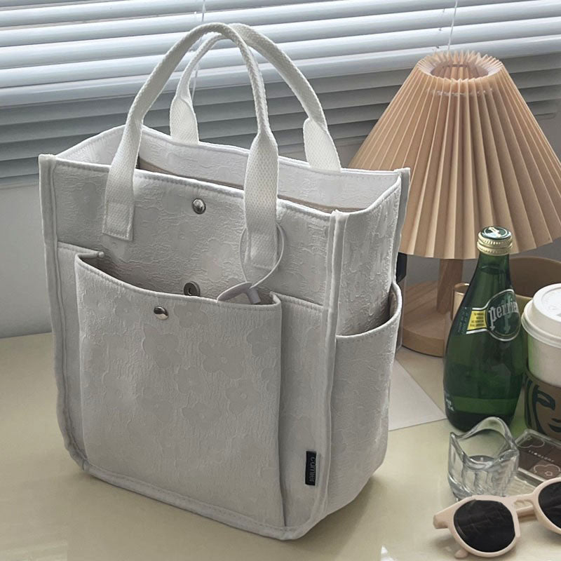 Three-dimensional Thickened Student Canvas Bag With Magnetic Buckle