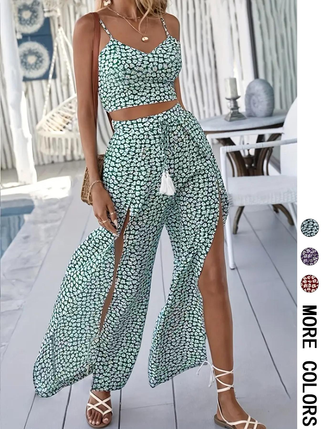 Women's Holiday Printed Strap Two-Piece Set