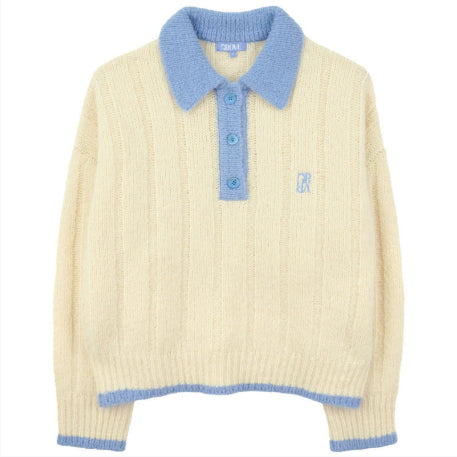 Women's Preppy Style Collar Contrast Color Loose Sweater