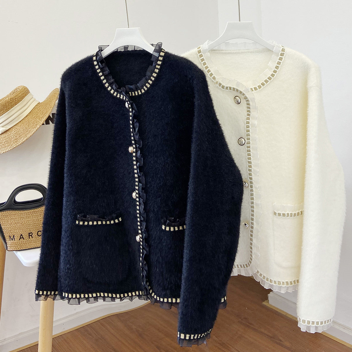 Cardigan niche manteau velours vison style western haut de gamme