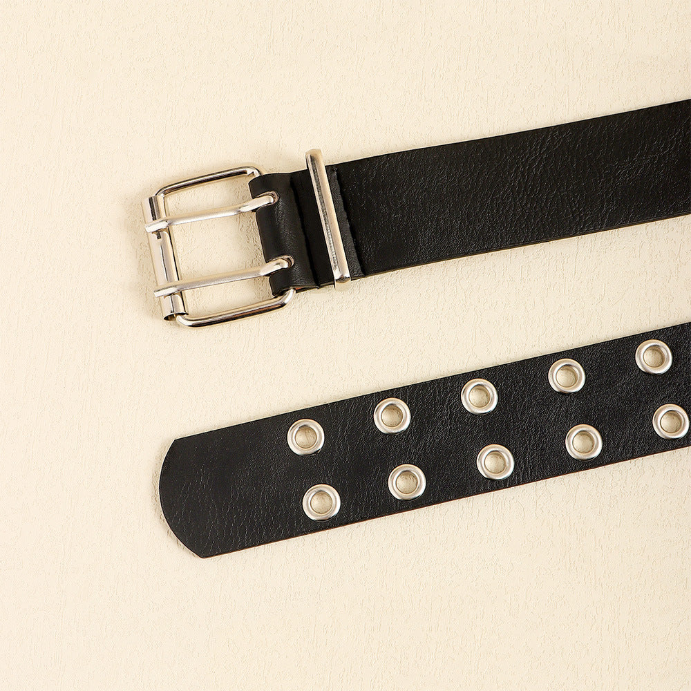 Double Buckle Fashion New Rivets Women's Belt