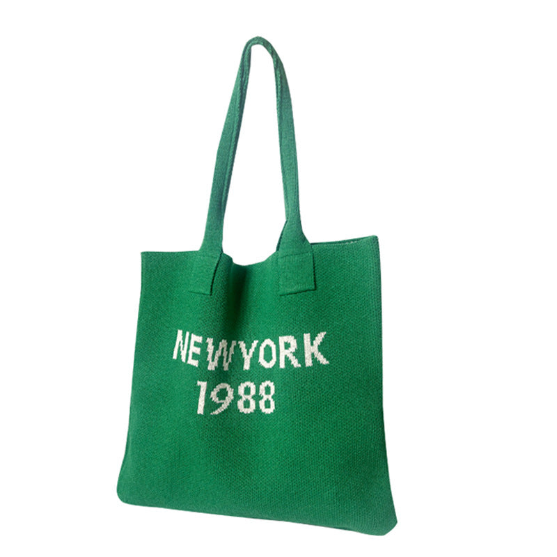 Knitted Letter Retro Trendy Wool Shoulder Bag