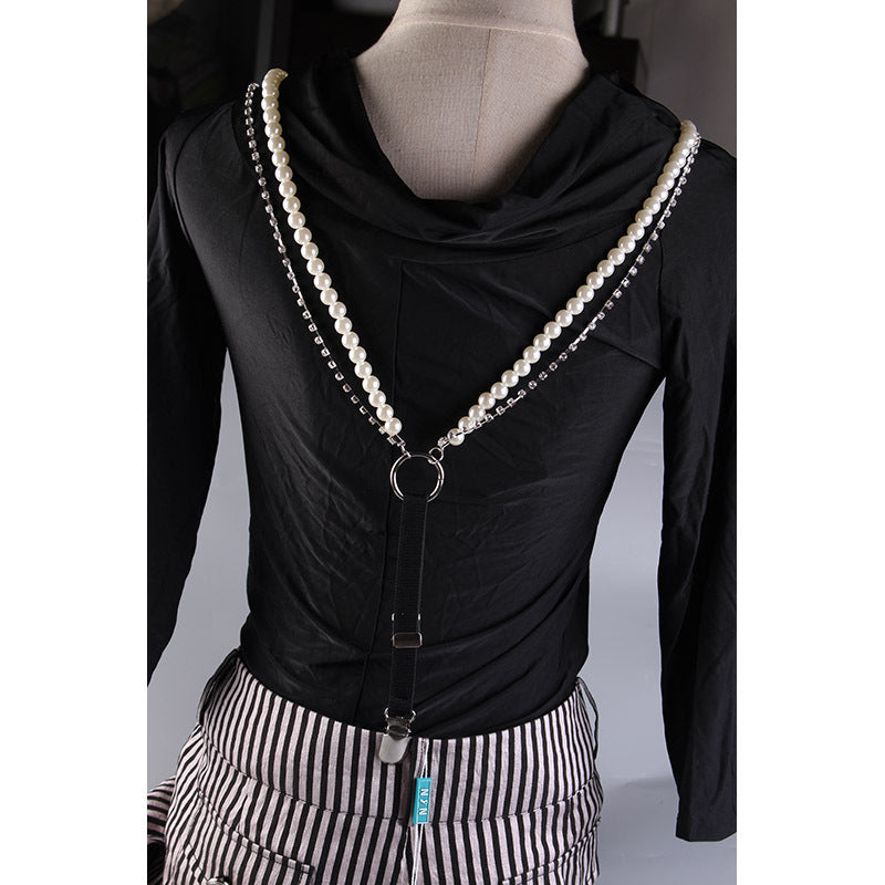 INS Trend Elastic Elastic Suspender Belt Rhinestone Chain Sling Belt