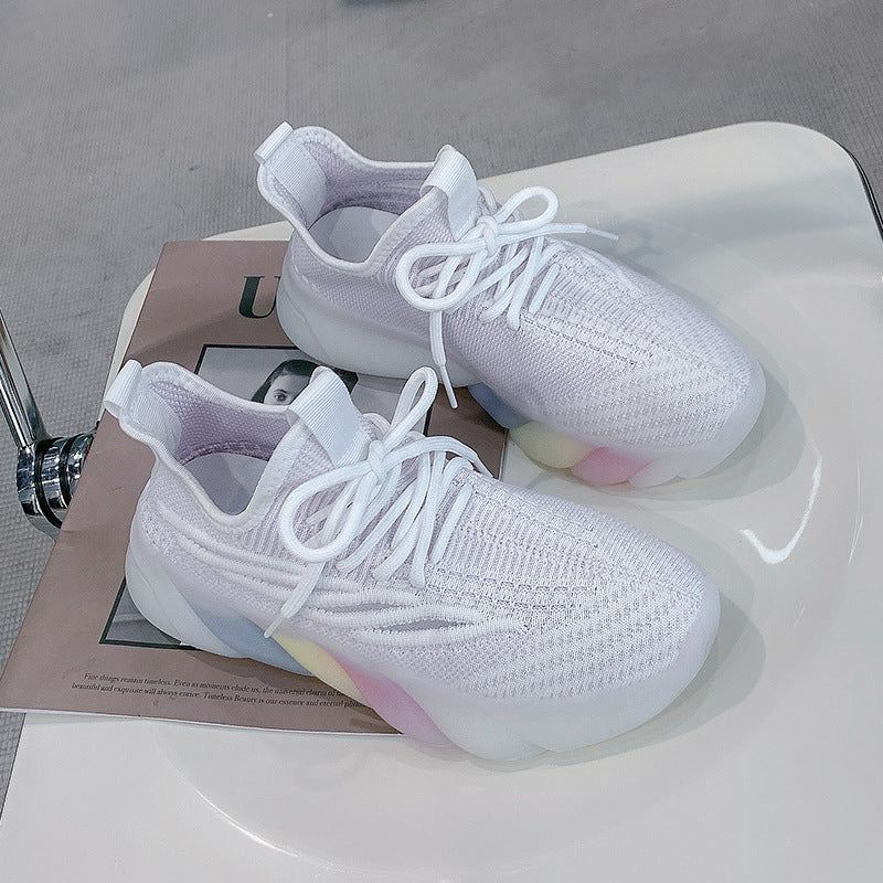 Rainbow Bottom Flying Knit Sneakers