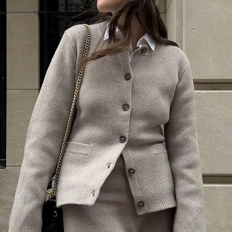 Women's Slim-fit Cropped Cardigan Sweater Coat