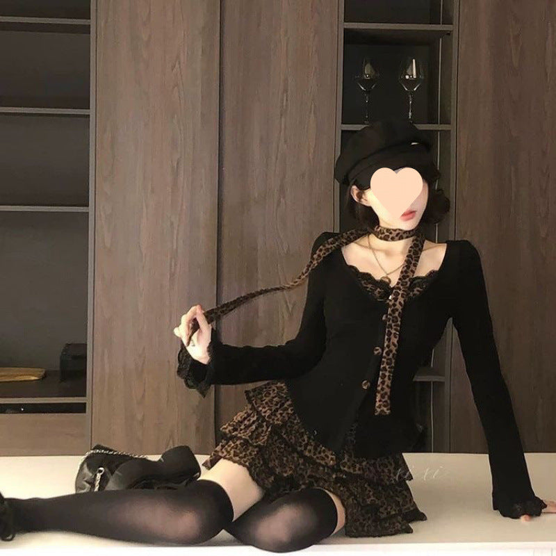 Top Pattern Skirt Two-piece Suit Pure Hot Girl Suit For Women