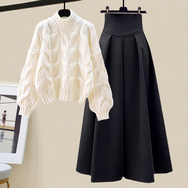 Women's Gentle Oversized Knitted Cardigan Sweater With Skirt