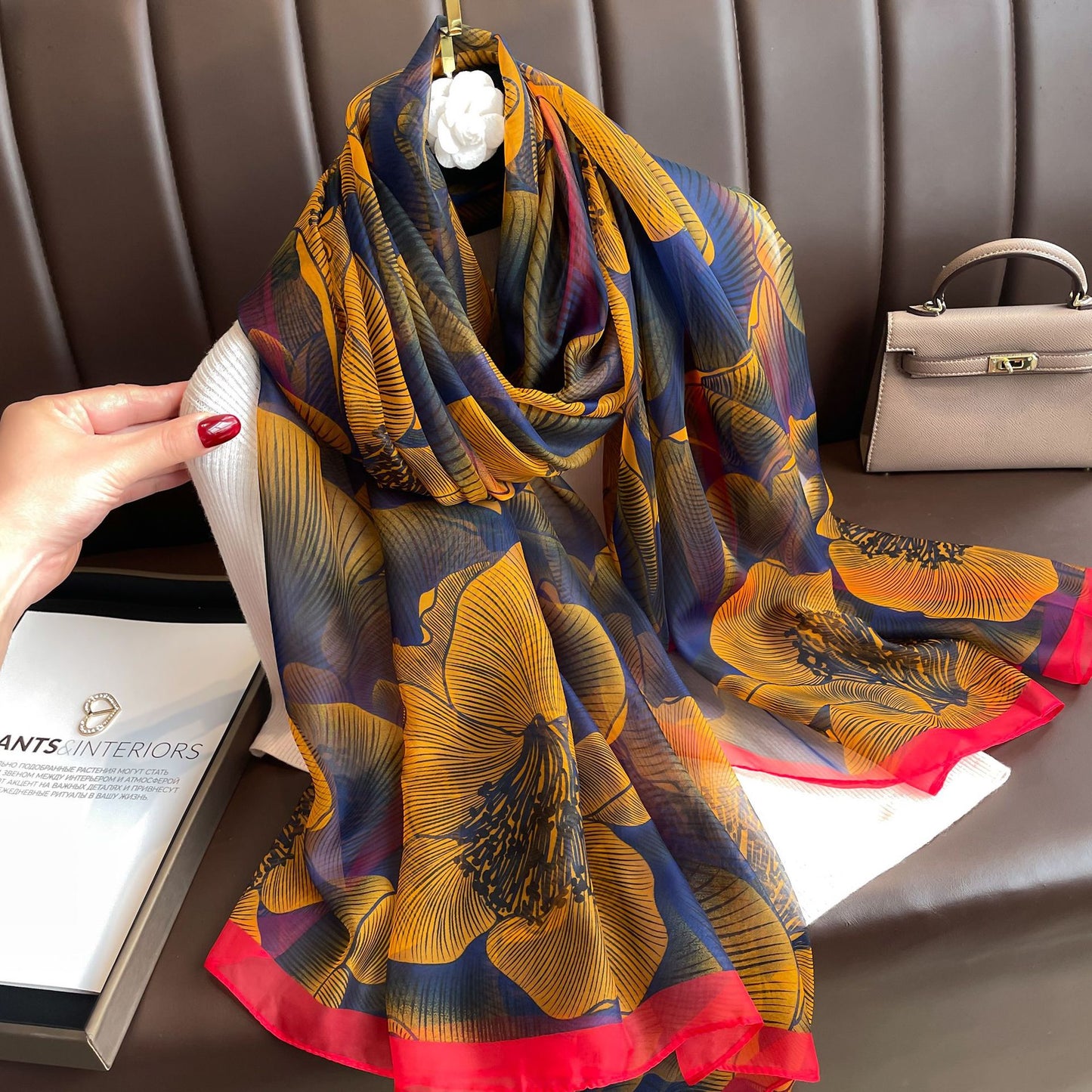 Thin Yourou Yarn Begonia Scarf Shawl