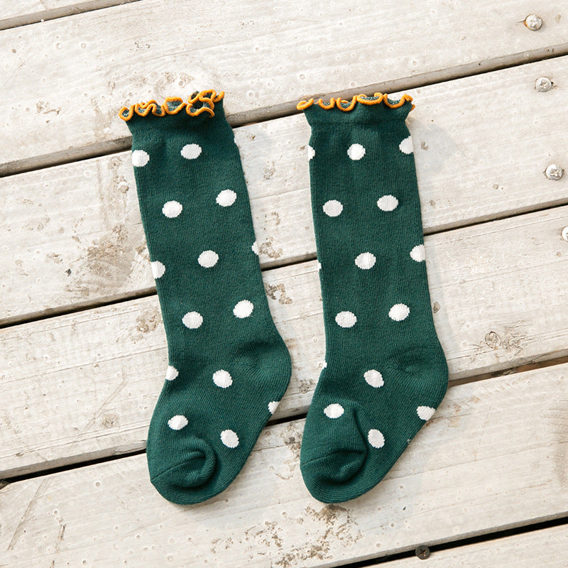 Children's Socks Korean Color Striped Wave Dot