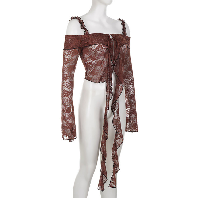 Women's Ins Street Retro Lace Shirt Women's Short Top