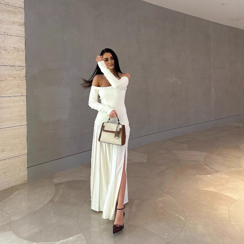 Seamless Off-shoulder European And American-style Dress For Women