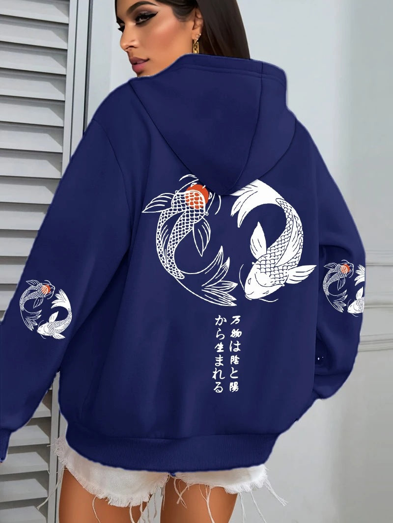 Harajuku Illustration-Print Womens Japanese Mallow Sweatshirt