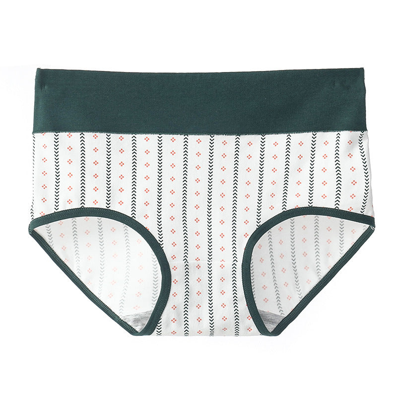 High Waist Belly Contracting Large Size Printed Cotton Hip Lifting Ladies Seamless Briefs