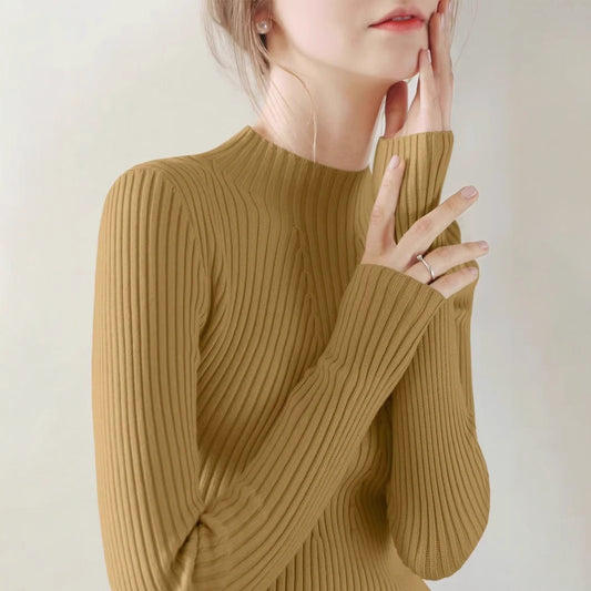 Thickened Knitting Sweater For Women Mid-collar Bottoming Shirt
