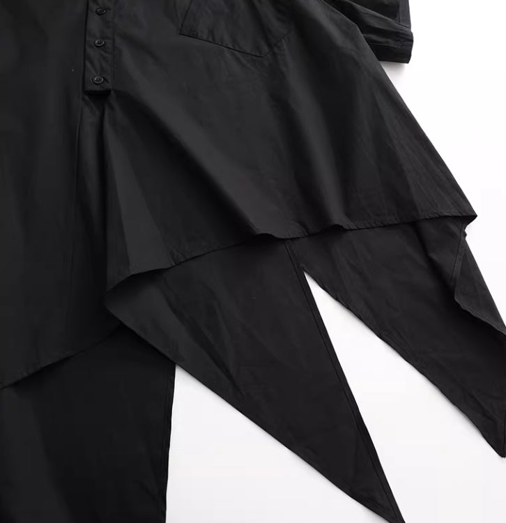 Dark-style Niche Asymmetric Short-sleeve Shirt