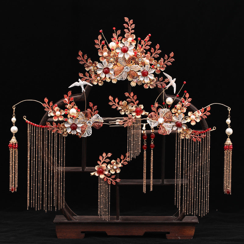 Ancient Style Super Fairy Crown Butterfly Hair Comb Fringed Step Shaking Hairpin Full Set Of Hair Accessories