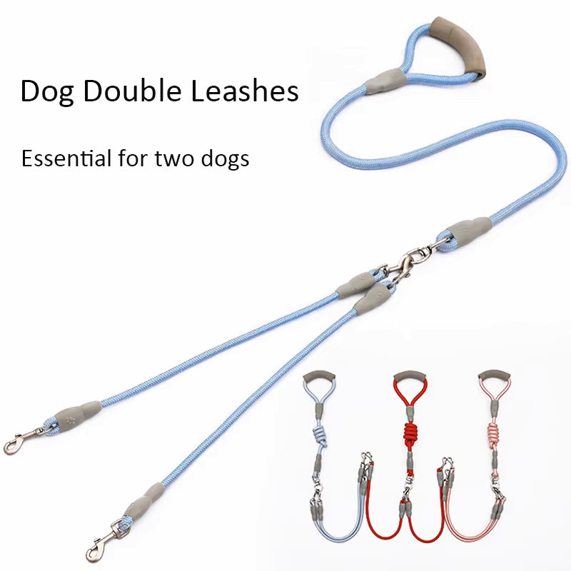 Dobbelt hundesnor til 2 hunde Nylonreb dobbelt snor til små mellemstore hunde med blødt skumhåndtag Kæledyrssnor Dobbelt Gratis