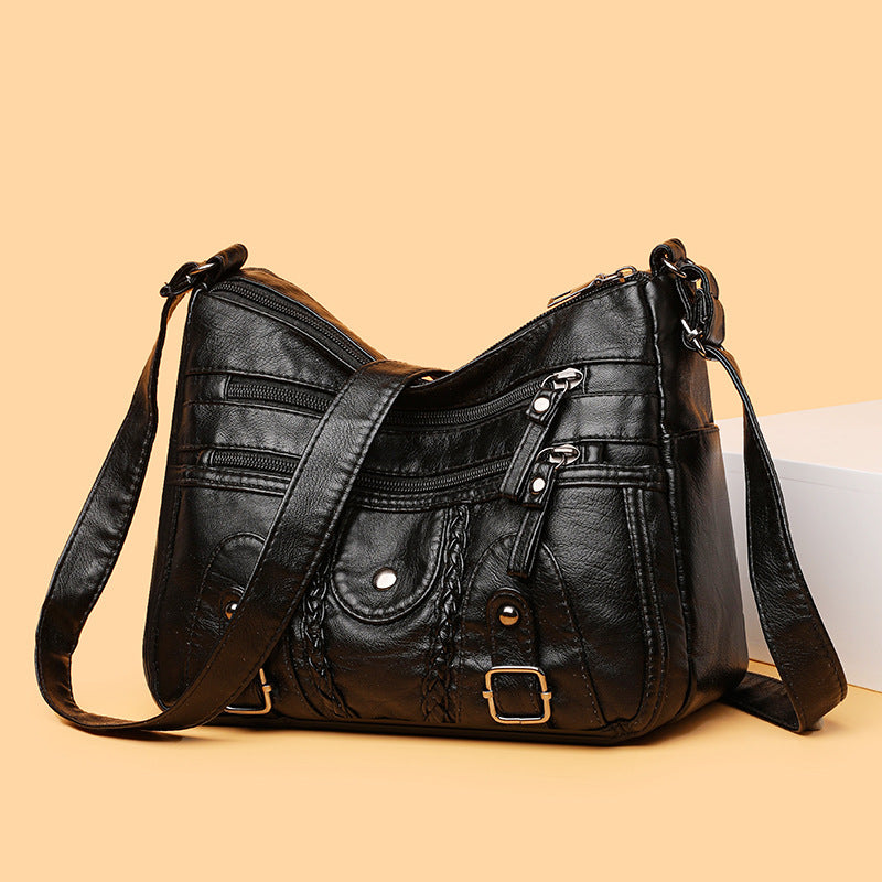 Multi-compartment Shoulder Soft Advanced Texture Crossbody Bag