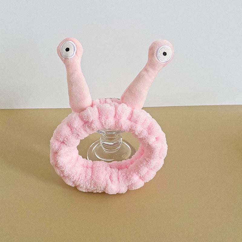 Cartoon Funny Snail Cute Face Wash Mask Plush Hair Band