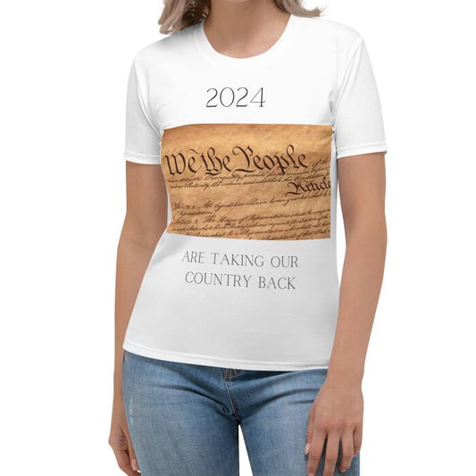Europe And America We Will Bring Our Country Back To Print Casual Round Neck Short Sleeves