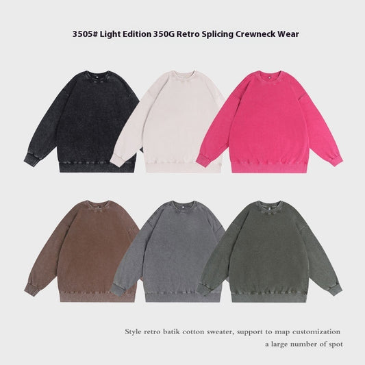 Rundhalset Sweater til Kvinder, Slidt Look, Falmet Langærmet T-shirt