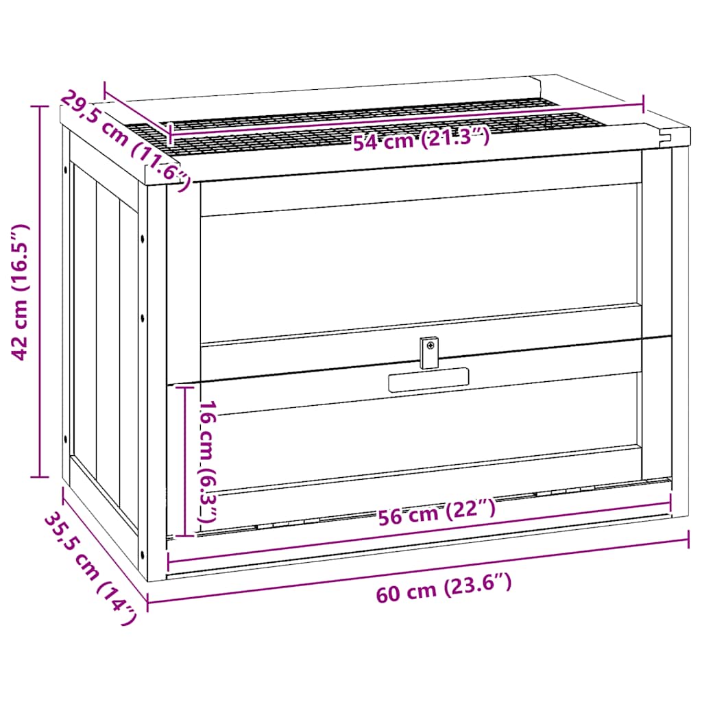 Hamster Cage 60x35.5x42 cm Solid Fir Wood