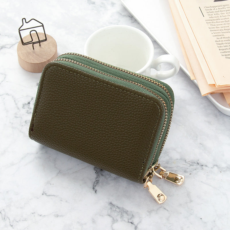 Women's Short Solid Leather Wallet