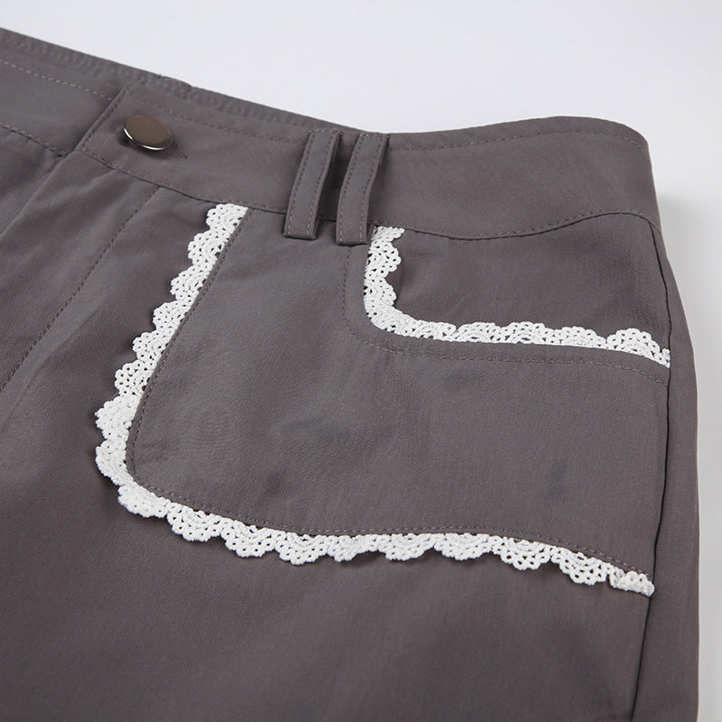 Women's French Contrasting Lace Loose Casual Pants