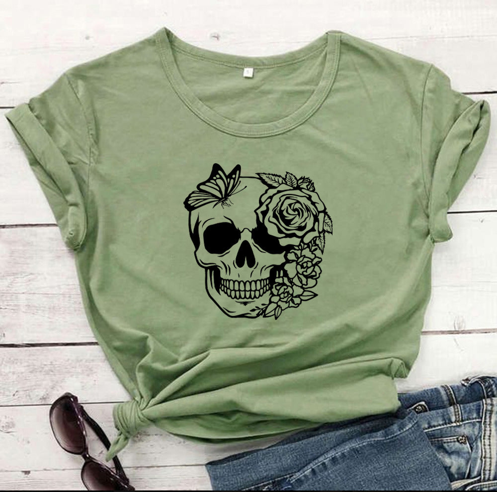 Women's Fashion Print Letter Short Sleeve Top